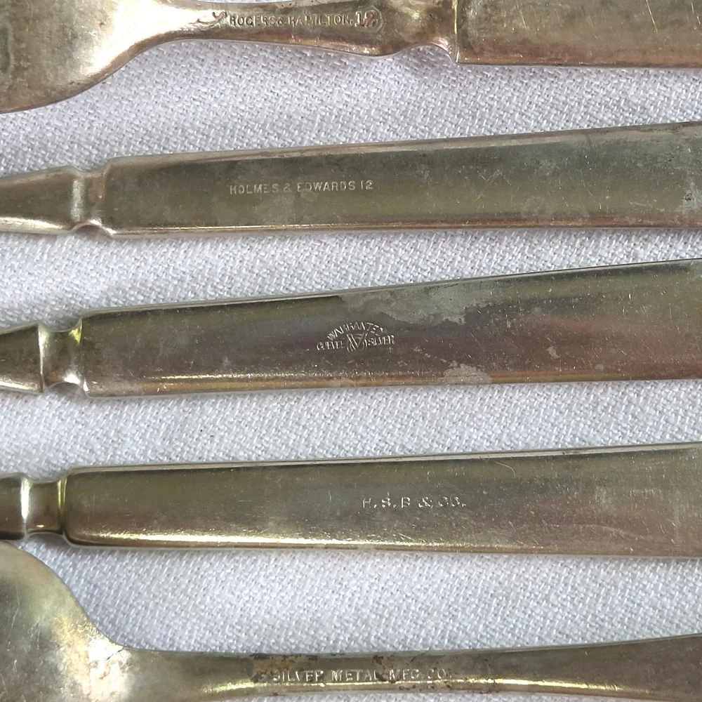 Mixed Brand Flatware Set Silver‎ Fair Antique Silverplate 5pc Lot